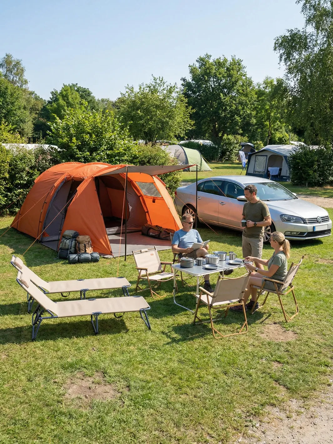 4-Personen-Zelt Mit 2 Schlafkabinen Vordach Kuppelzelt Hiking Planet