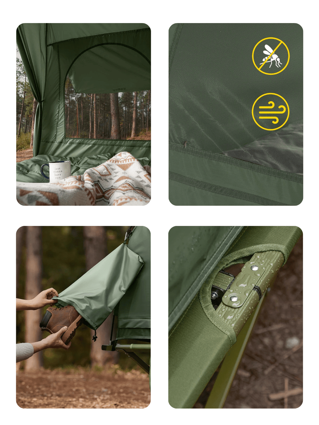 Feldbett Mit Zelt 4-In-1-Set Luftmatratze Und Schlafsack Hiking Planet