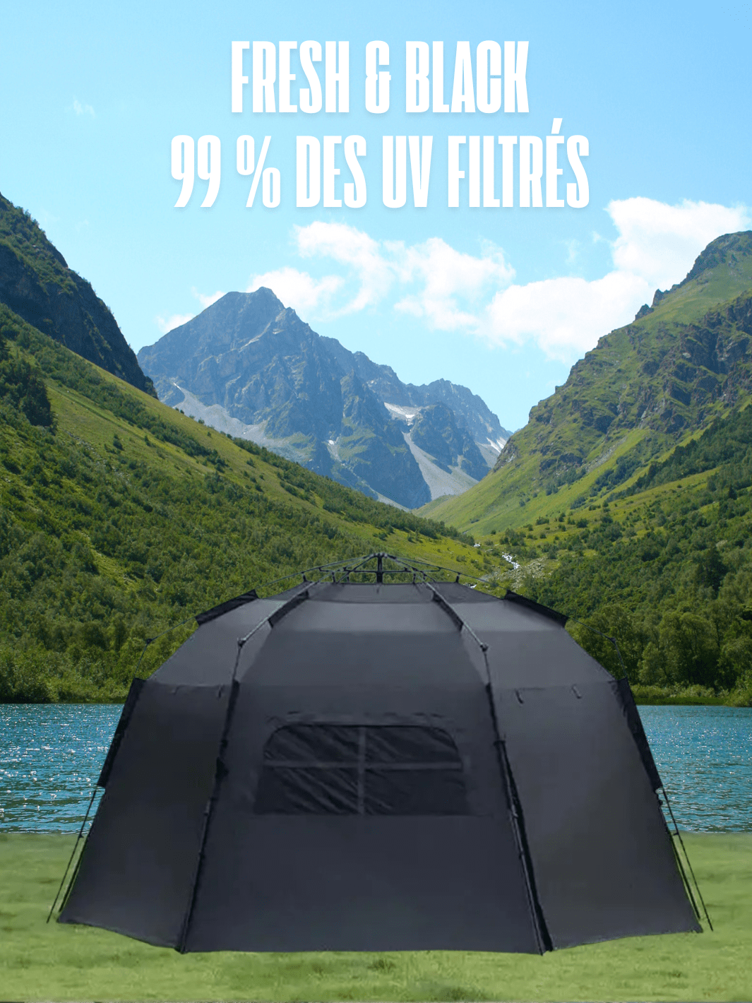 Hexagonales Zelt PU3000+ Hexagonal Schwarz Hiking Planet