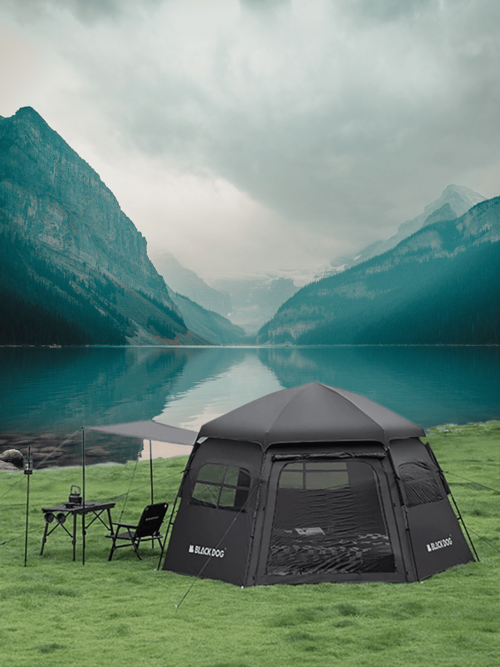 Hexagonales Zelt PU3000+ Hexagonal Schwarz Hiking Planet
