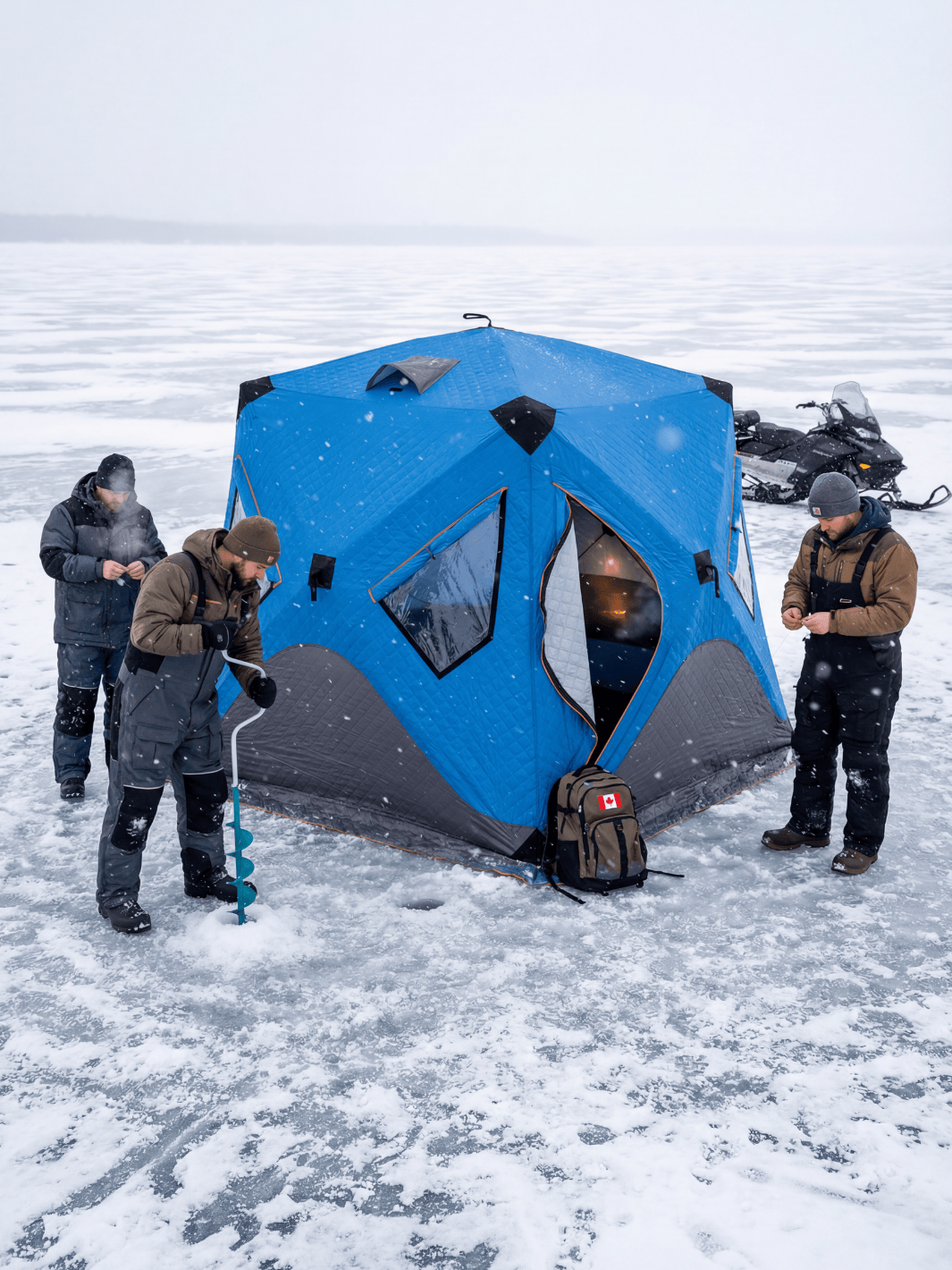 Pop-Up Eisangeln Zelt Blau Isoliert Kälteisolierung Hiking Planet