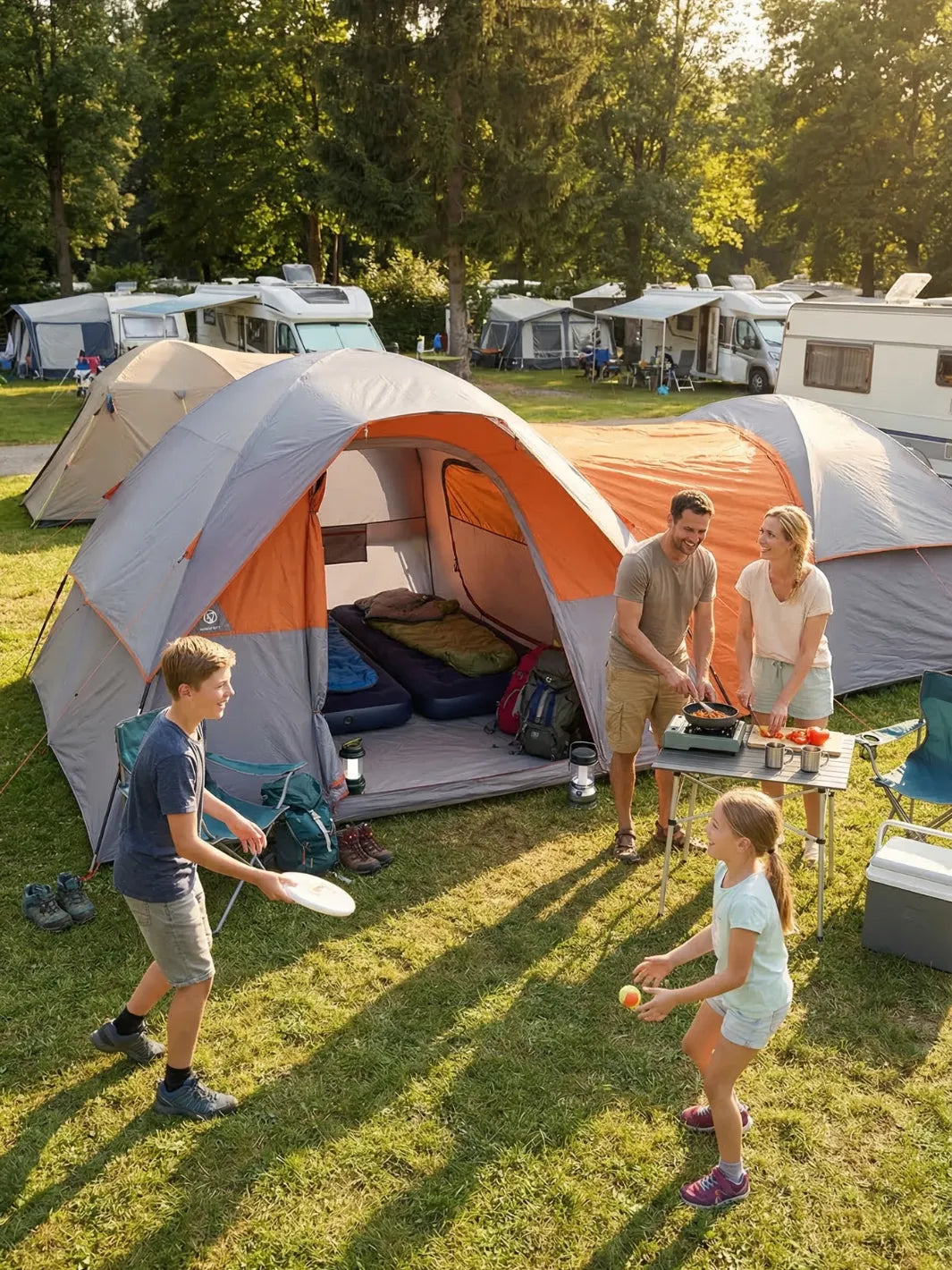 Zelt 4 Personen 2 Schlafräume Glasfaser Zweifarbig Hiking Planet