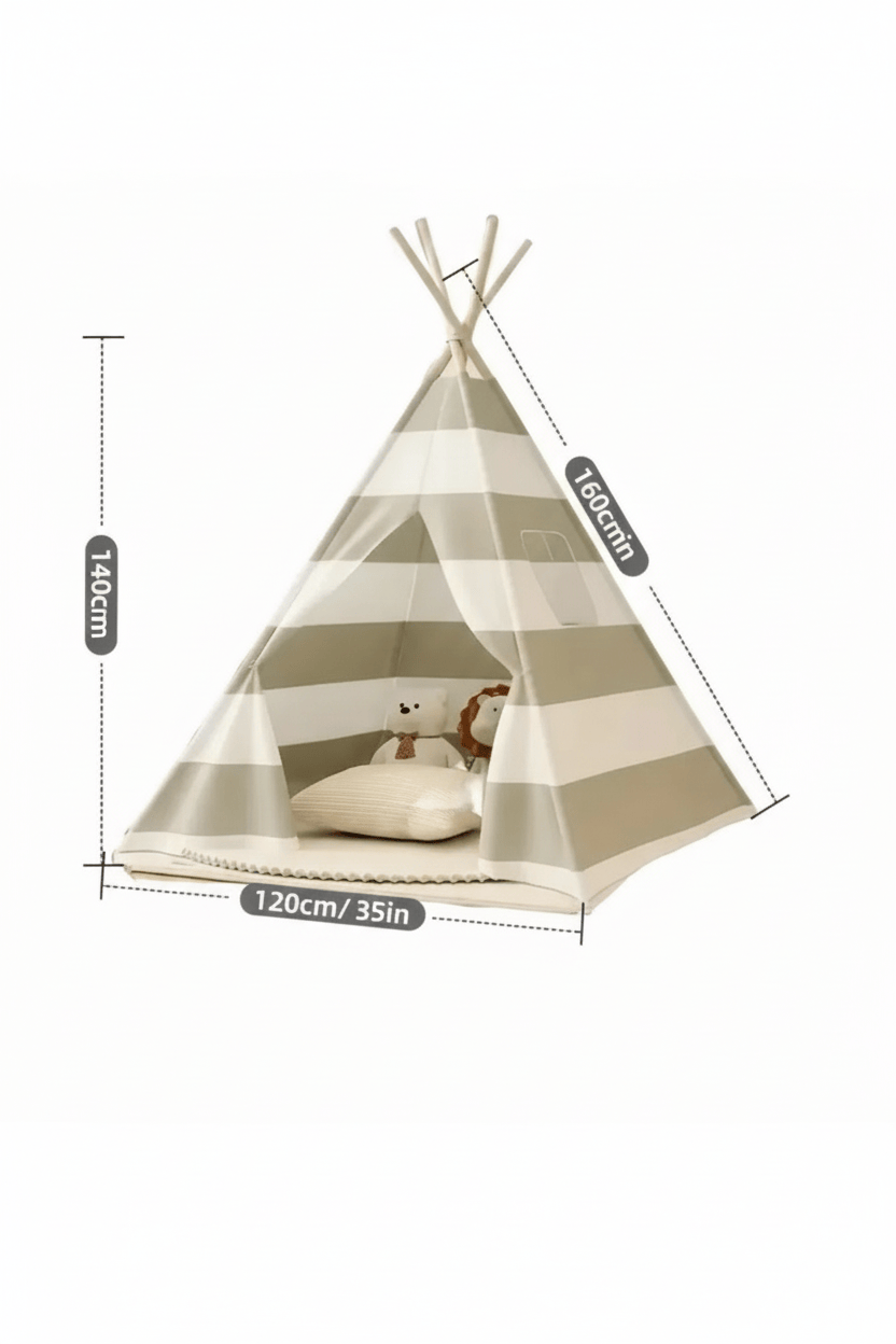 Zelt Baumwolle Schwarz-Beige Gestreift Hiking Planet