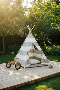 Zelt Baumwolle Schwarz-Beige Gestreift Hiking Planet