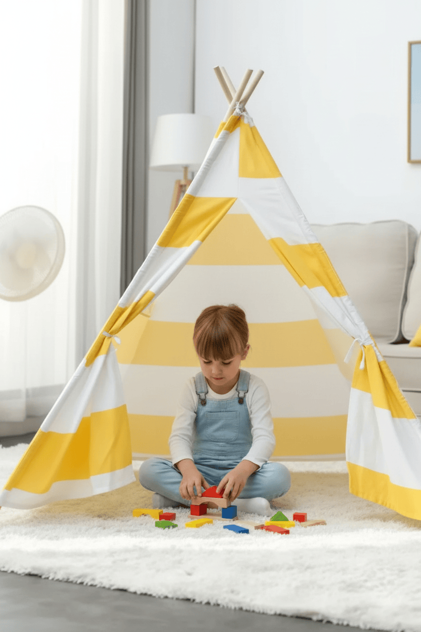Zelt Baumwolle Schwarz-Beige Gestreift Hiking Planet