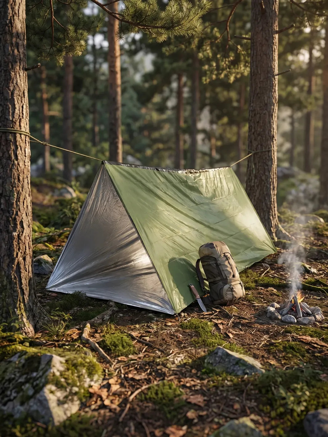 Zelt Emergency Shelter Grün Militär Thermoreflektierend Hiking Planet