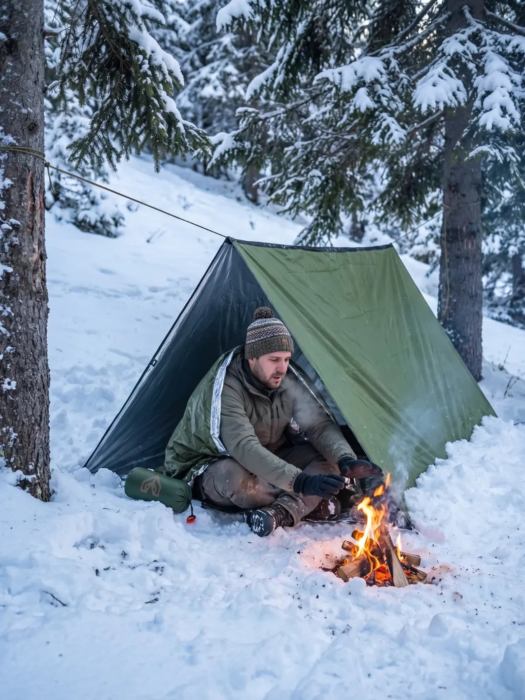 Zelt Emergency Shelter Grün Militär Thermoreflektierend Hiking Planet