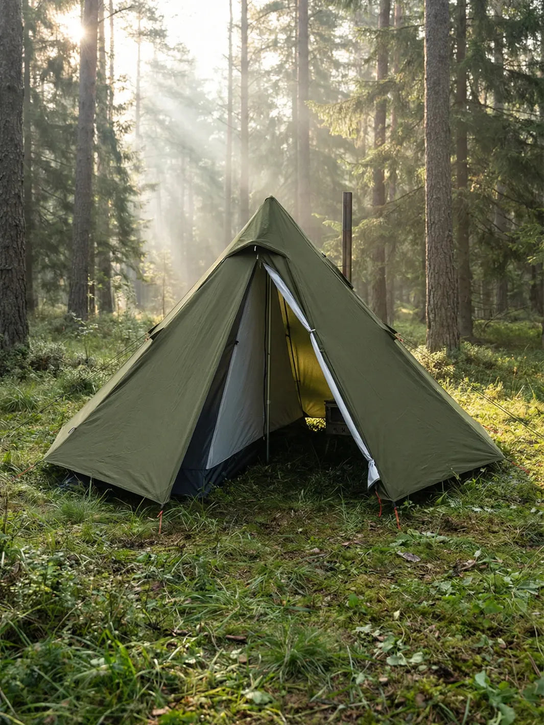 Zelt Ganzjahresnutzung PU3000 Mm Mit Schornsteinöffnung Hiking Planet