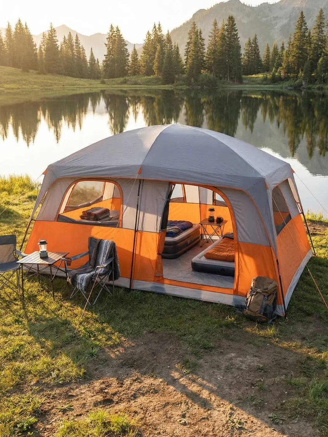 Zelt Grau/Orange Glasfaser Hiking Planet