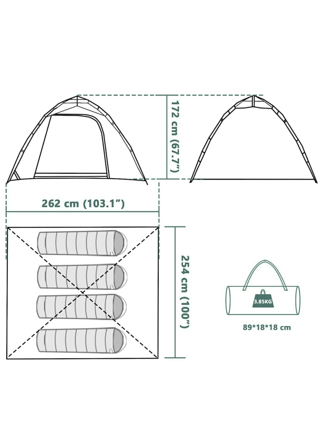 Zelt Olivgrün Sofortaufbau Hiking Planet