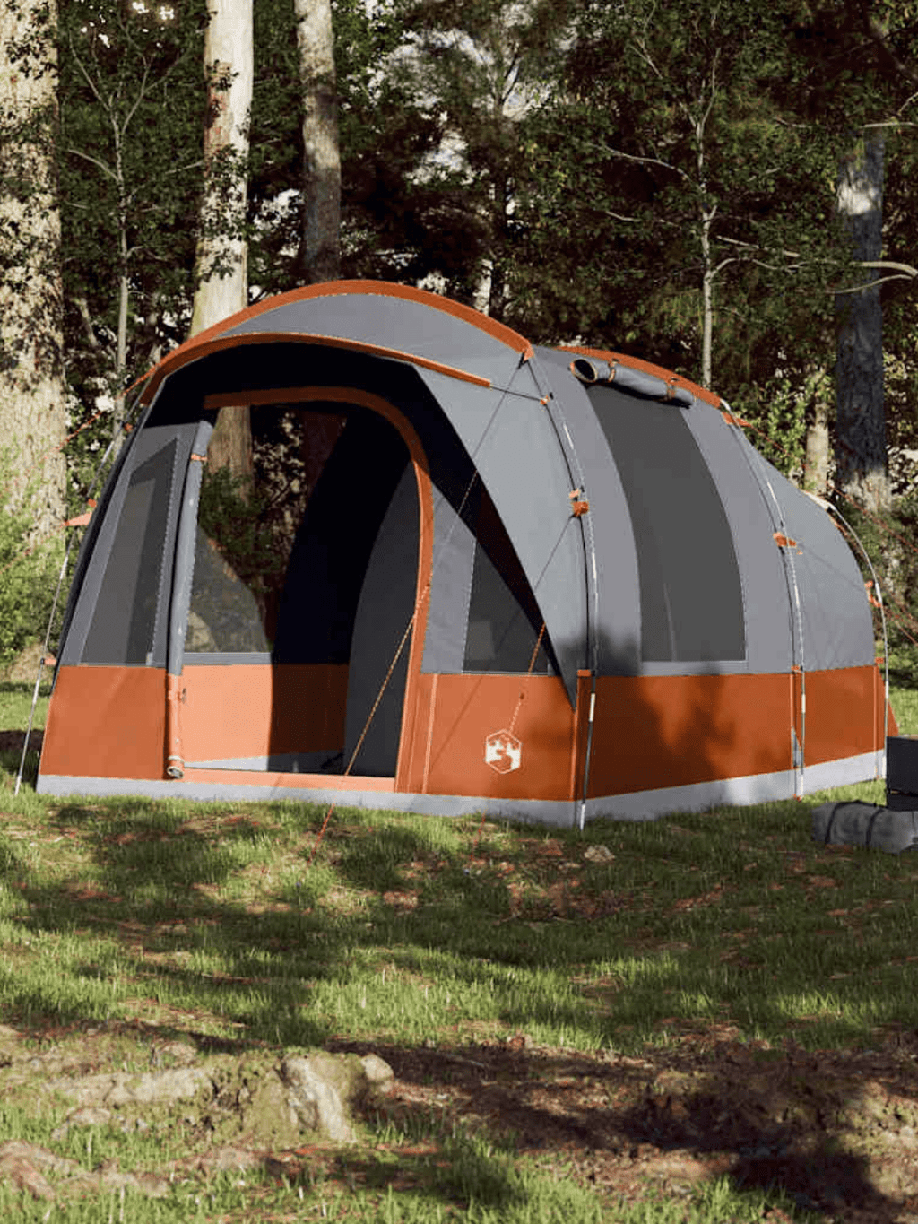 Zelt Polyurethan Mit Wohnbereich Grau Und Orange Hiking Planet