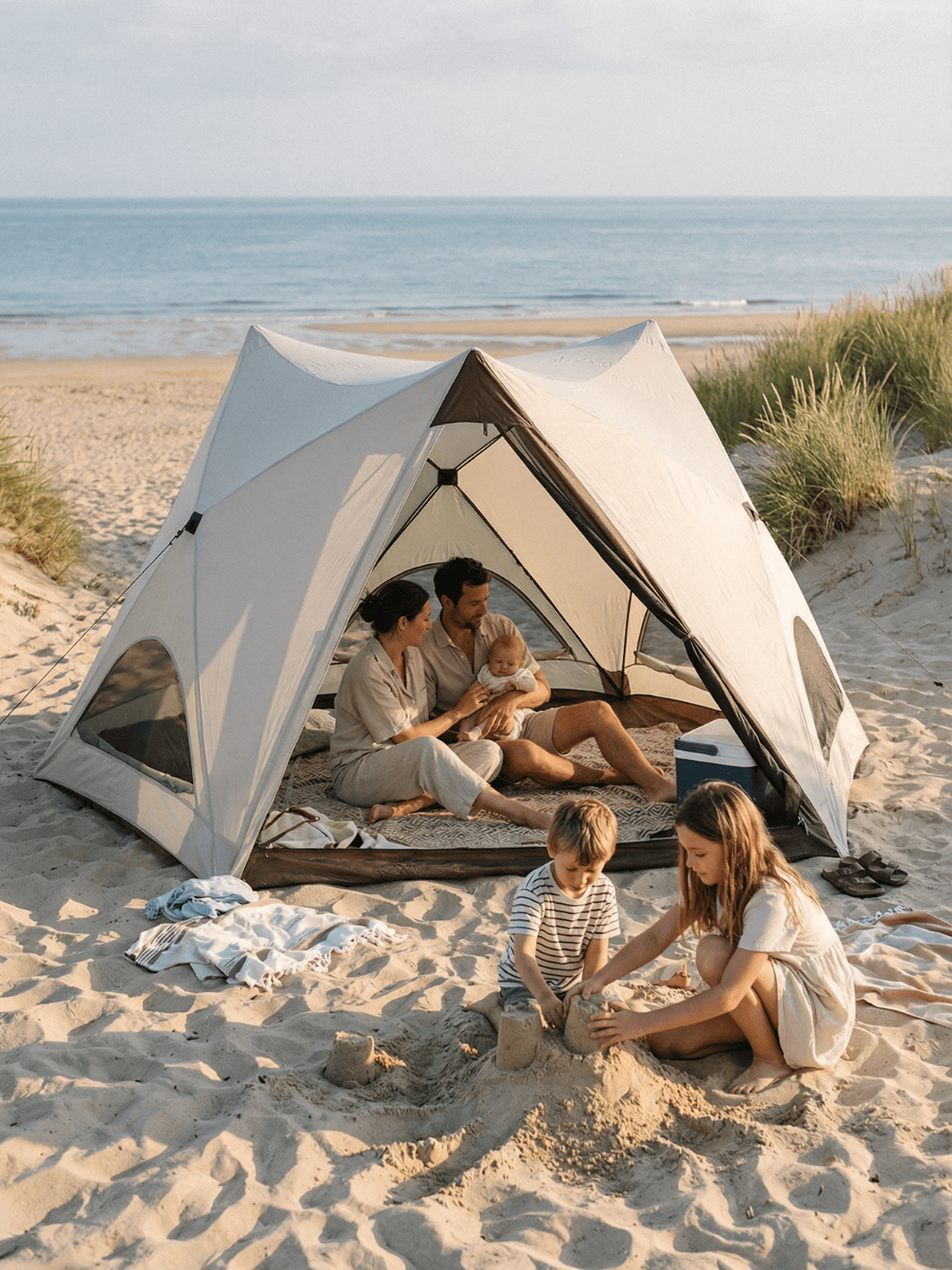 Zelt Pop Up Strandmuschel Groß Automatisch Unifarben Hiking Planet