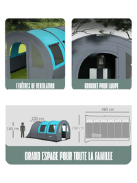 Zelt Tunnelzelt Grau Und Türkis Hiking Planet