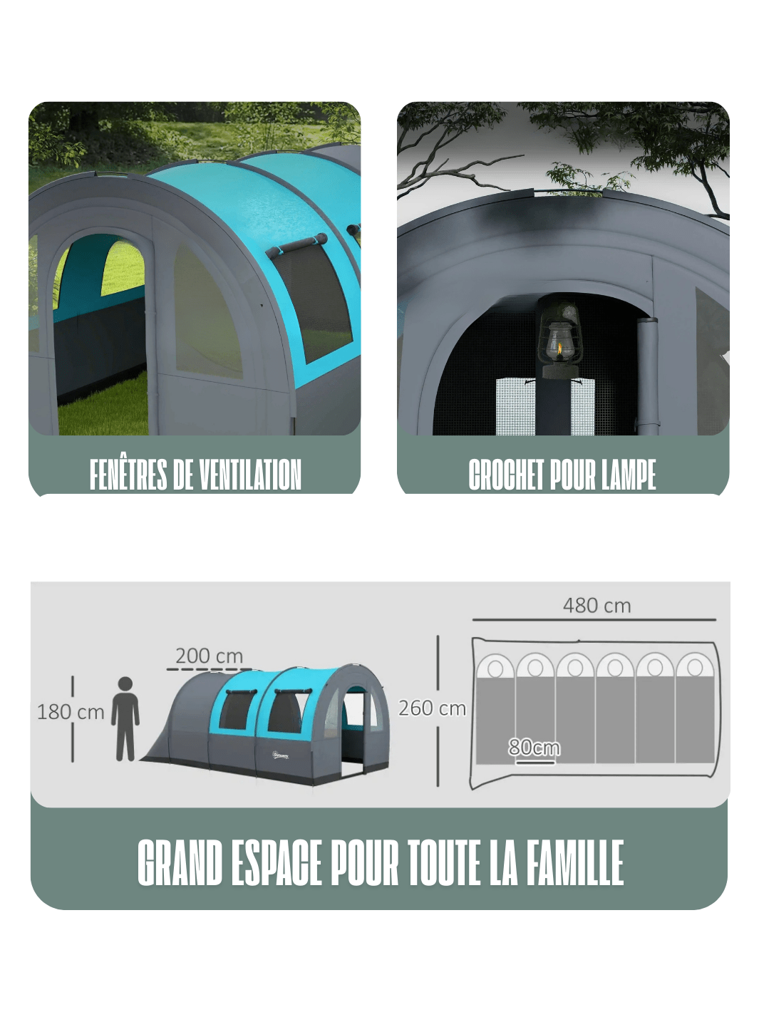 Zelt Tunnelzelt Grau Und Türkis Hiking Planet