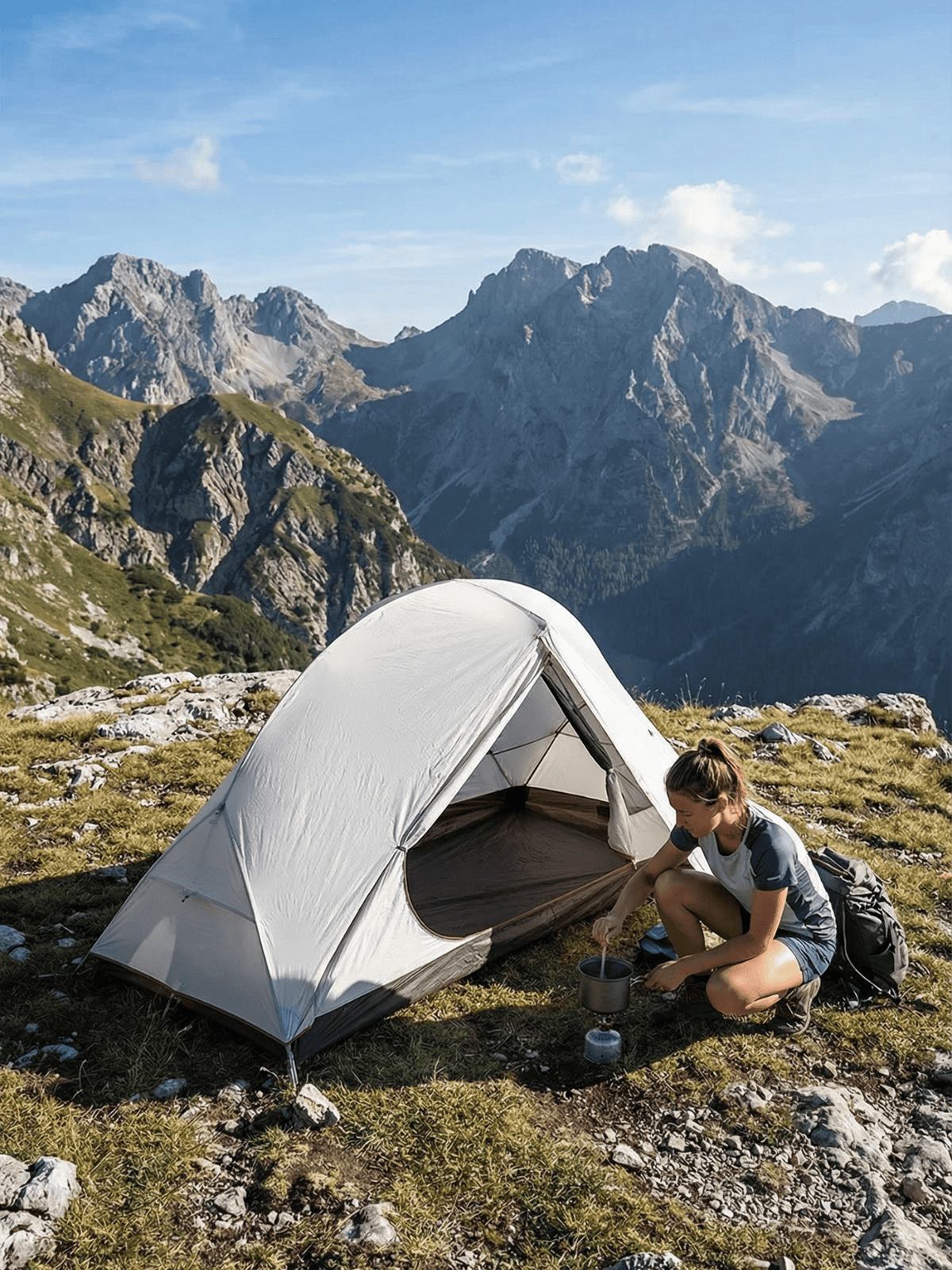 Zelt Ultralight Ultraleicht Hellgrau Hiking Planet