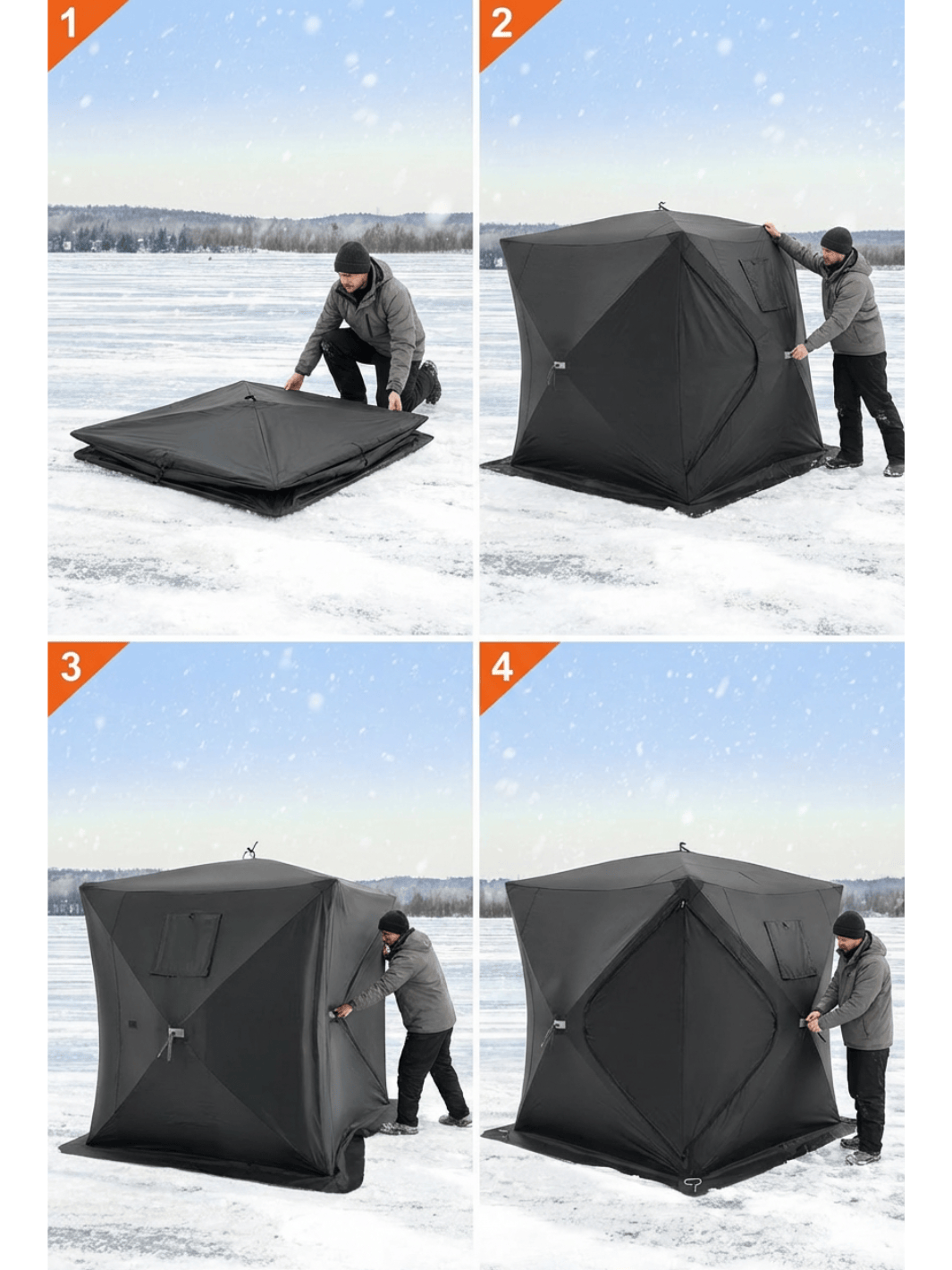 Zelt Winter Schwarz Pop-Up Hiking Planet