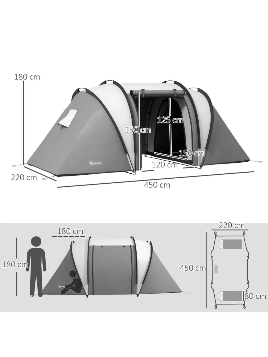 Zelt Zeltstoff 4 Bis 6 Personen Tunnelzelt Hiking Planet